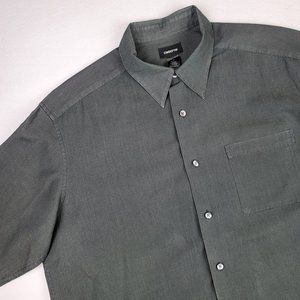 Claiborne Shirt Short Sleeve Men's Size XL Button Down Black Gray